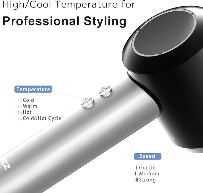 PLUZZ Pro Professional Hair Dryer with 3M Power Cord, 140,000 RPM Brushless Motor High-Speed, 500M Negative Ions, Quiet & Lightweight, Diffuser & Holders Attachments – Salon/Home Use