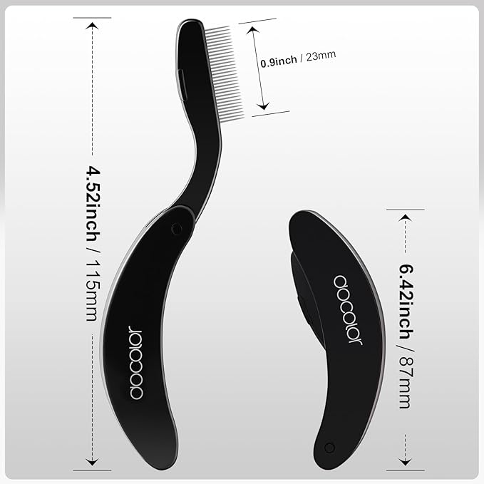 docolor Foldable Eyelash Comb 2 PCS Separator Folding Lash Comb Eyebrow Mascara Applicator Eyelash Definer Arc Designed Cosmetic Brushes Tool