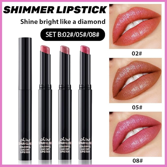 3Pcs Brown Mauve Rose Metallic Lipstick for Women,Lightweight Non-Drying Shimmer Frosted Lipstick,Glitter Lip Gloss Stain Long Lasting Waterproof Smudge Proof 24 Hour Full Coverage Lip Makeup,Vegan