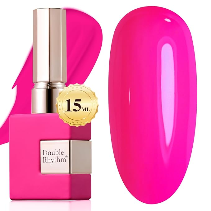 Double Rhythm 15ML Gel Nail Polish Pure Sheer Same Color Same Bottle Soak Off Gel Polish Art Manicure Salon DIY at Home for Women (Hot Pink-A1312)