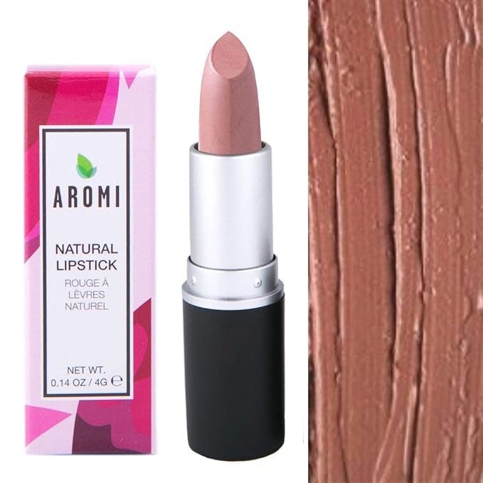 Aromi Natural Lipstick | Nude, Light Brown Lip Color for Women, Creamy Moisturizing, Vegan, Handmade, Dye-free, Palm-free (Iced Coffee)