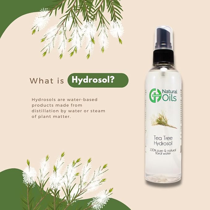 GreenHealth Tea Tree Hydrosol (Floral Water) - 4 fl oz Plastic Bottle w/Black Spray Cap - 100% natural