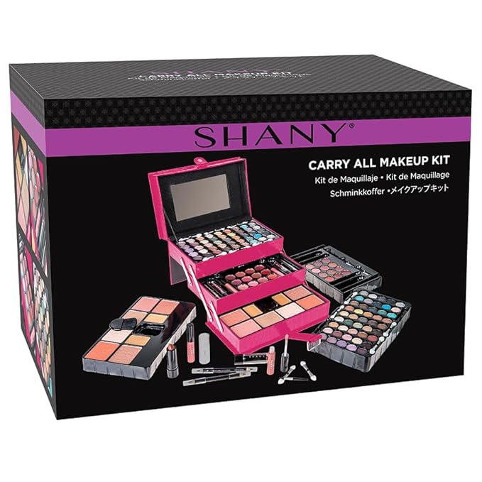 SHANY All In One Makeup Set, Eyeshadow, Blushes, Face Powder, Lipstick, Eye liners, Make up Pencils and Cosmetics Mirror - Makeup Kit With Reusable Storage Beauty Box - Pink