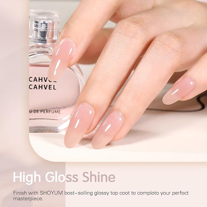 Milky White Jelly Nude Gel Nail Polish Set, 6 Transparent Colors Sheer Pink Gel Nail Kit for Salon and Nail Art DIY at Home