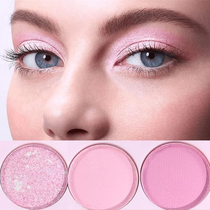 Pink Shimmer Eye Shadow Makeup Palette 9 Colors, Highly Pigmented Matte Glitter Shimmer Pearl Waterproof Party Sparkling Eyeshadow Palette for girl (9 Colors pinks)