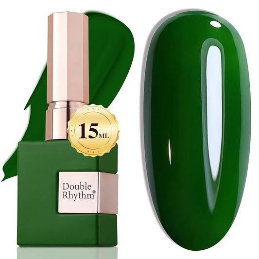 Double Rhythm 15ML Gel Nail Polish Pure Sheer Same Color Same Bottle Soak Off Gel Polish Art Manicure Salon DIY at Home for Women (Dark Green-A1287)