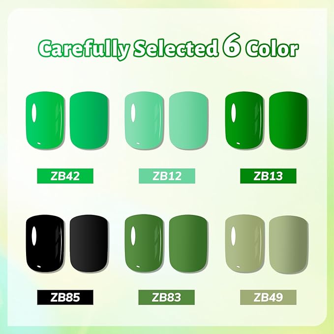 Green Nail Polish 6Pcs Nail Polish Set All Seasons Neutral Color Quick Dry Nail Polish Set for Collection St. Patrick's Day Gift for Her