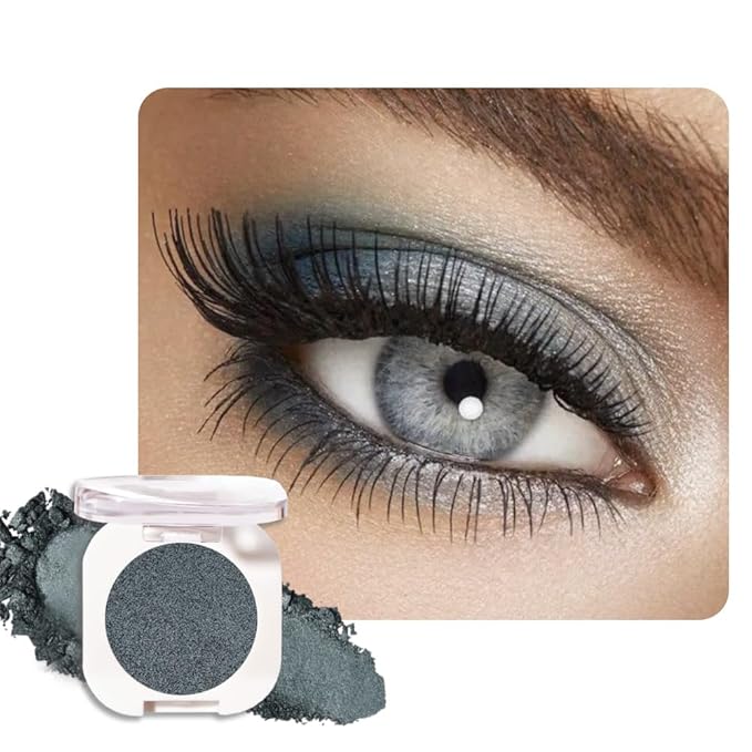 Dark Teal Glitter Single Eyeshadow, Lightweight Blendable Mini Eye Shadow for Older Women, Monochrome Eyeshadow Palette Makeup Pigmented Waterproof, Vegan & Cruelty-Free, 33