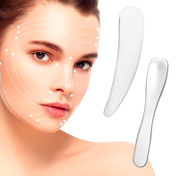 3pcs Mini Metal Makeup Spatula, Reusable Cosmetic Cream Spatulas Spoon, Skincare Scoop Applicator Facial Massage Beauty Tools for Mixing and Sampling Face Eye Cream- Silver