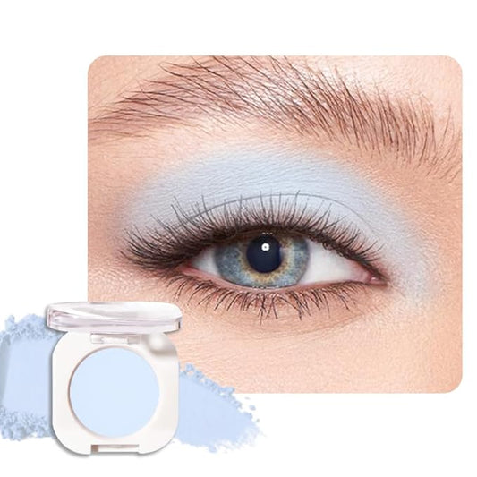 Light Blue Matte Single Eyeshadow, Lightweight Blendable Mini Eye Shadow for Older Women, Monochrome Eyeshadow Palette Makeup Pigmented Waterproof, Vegan & Cruelty-Free, 22