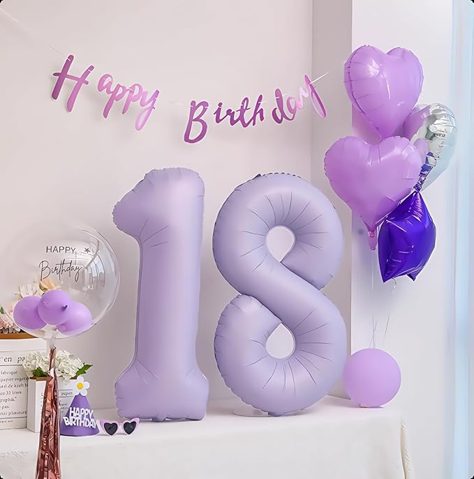 Pastel Purple 8 Number Balloons,40 Inch Light Purple 8 Balloons Large Helium Foil Mylar Purple Number 8 Balloon for Birthday Party Anniversary Decorations