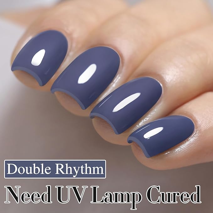 Double Rhythm 15ML Gel Nail Polish Pure Sheer Same Color Same Bottle Soak Off Gel Polish Art Manicure Salon DIY at Home for Women (Deep Blue Gray-A1465)