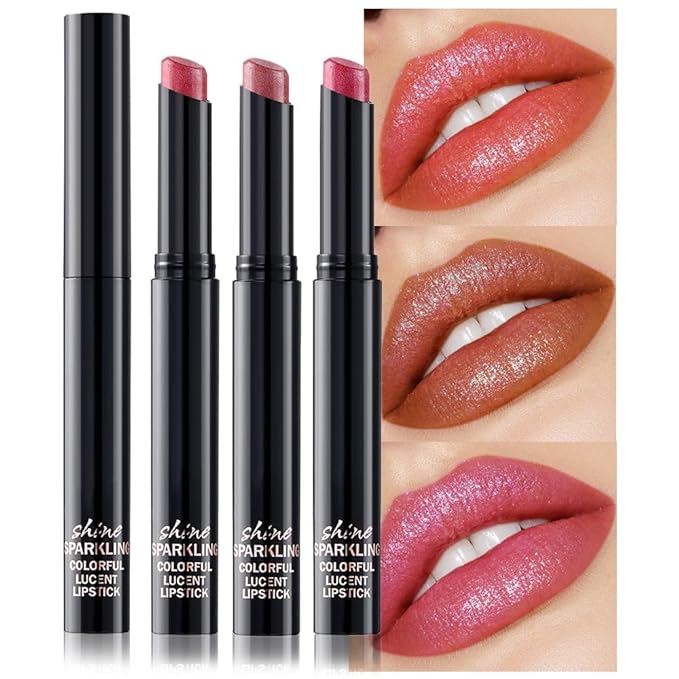 3Pcs Brown Mauve Rose Metallic Lipstick for Women,Lightweight Non-Drying Shimmer Frosted Lipstick,Glitter Lip Gloss Stain Long Lasting Waterproof Smudge Proof 24 Hour Full Coverage Lip Makeup,Vegan