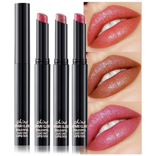 3Pcs Brown Mauve Rose Metallic Lipstick for Women,Lightweight Non-Drying Shimmer Frosted Lipstick,Glitter Lip Gloss Stain Long Lasting Waterproof Smudge Proof 24 Hour Full Coverage Lip Makeup,Vegan