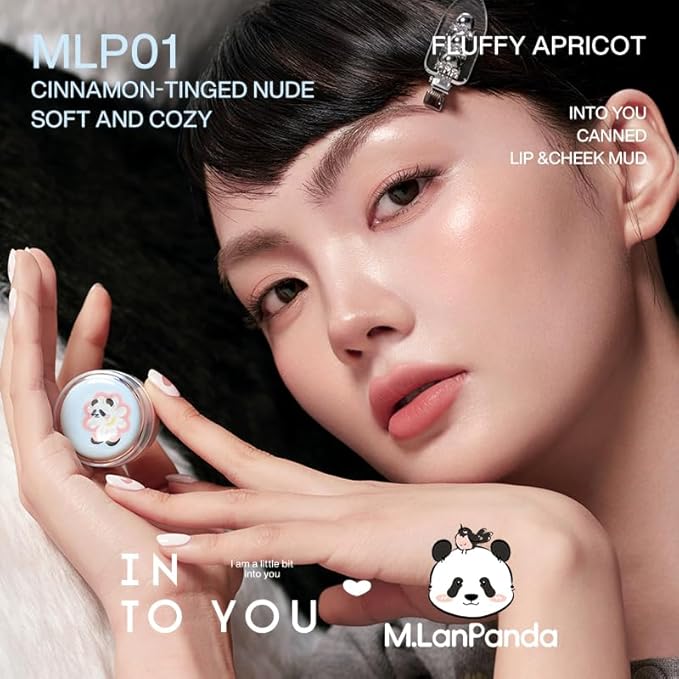 INTO YOU x M.Lan Panda Matte Liquid Lipstick for Women, Canned Long Lasting Pink Lipstick Waterproof with Lip Brush, No Transfer, High Pigmented with Lightweight Lip Mud Texture, MLP01