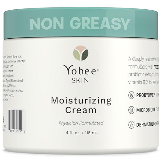 Yobee Body & Face Cream for Dry, Itchy Skin | Dermatologist Formulated | Probiotics, Honey, Turmeric, Vitamins B12 & E, Ceramides, Shea Butter | Fragrance Free | For Kids & Adults | Soothe Eczema
