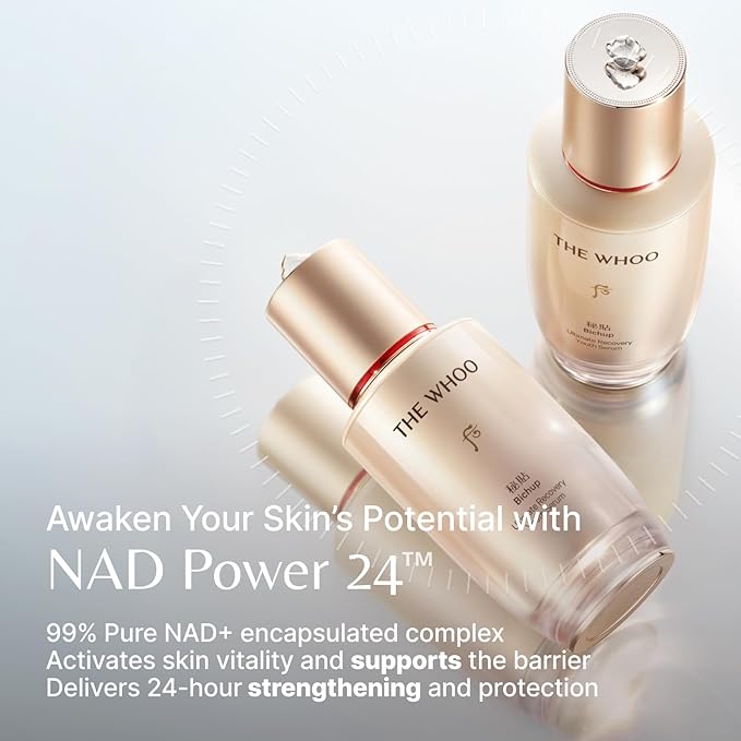 THE WHOO Bichup Ultimate Recovery Youth Serum | Intensive Anti-Aging Luxury Skincare with NAD+ & Ceramide for Wrinkles & Barrier Repair | Day & Night Firming Treatment