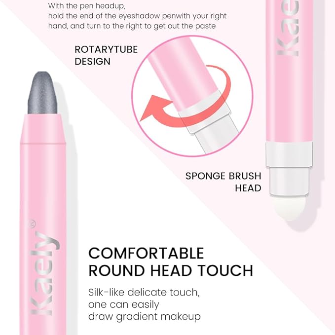 Kaely 2in1 Cream Eye Shadow Brightener Sticks for Eyes, Pencil Eyeshadow Applicator Stick Waterproof Pigmented, Eye Shadow Palette Highlighter Makeup, sombras para ojos, 02 Dazzling Grey Shimmer