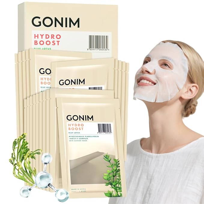 GONIM Face Mask Korean Skin Care with Hyaluronic Acid & Collagen Activation- Face Masks Skincare Hydration, Anti Aging & Moisturizing Sheet Mask for All Skin Korean Face Mask 20 Sheets