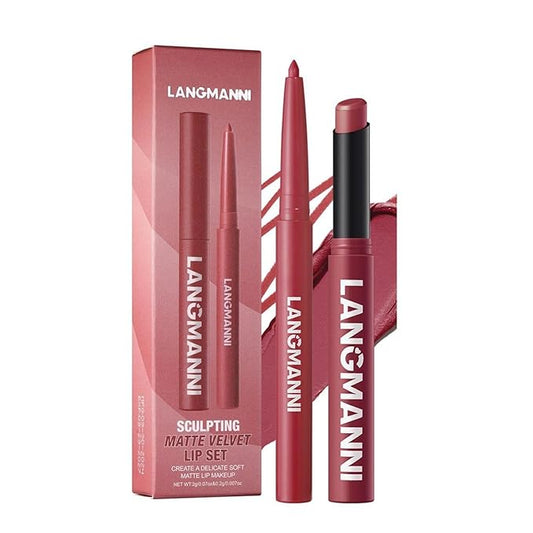 Lip Liner + Lipstick Set (12 Shades Available) -Matte Lipstick for Women, Silk Finish Hydration Lip Kit, Waterproof Smooth Creamy Texture, Bold to Nude Shades for Daily & Party Wear, Makeup Gift(11)