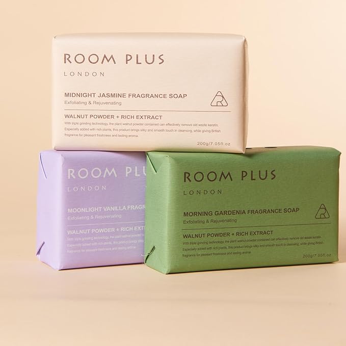 YESUN Fragrance Bar Soap, Big Brick of Bath Soap,Made with Organic Oils, 3-pack,1.3lb,Natural Soap Bar,Moisturizing clean, Floral Scent,Walnut Powder Exfoliates ROOMPLUS(Gardenia,Jasmine,vanilla)