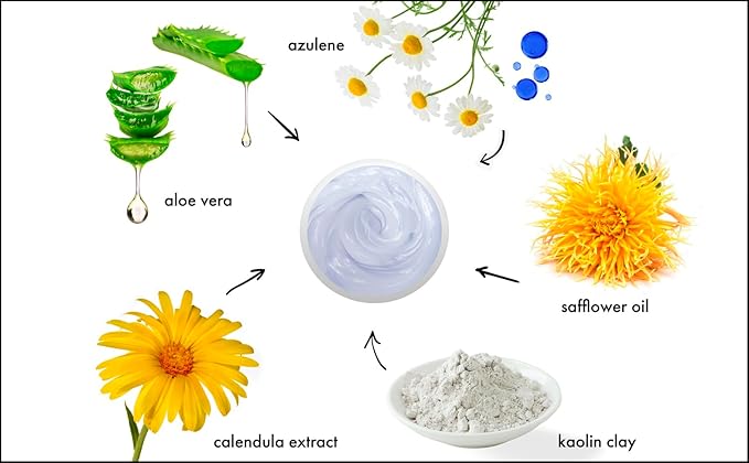 Raya Azulen Soothing Masque (602) | Calming Facial Treatment Mask for Sensitive Skin | Tones and Refines Complexion | Made with Azulene and Aloe Vera