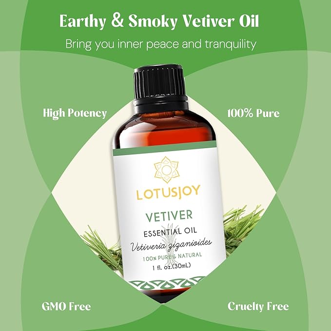 Vetiver Essential Oil Organic for Diffuser Skin Hair- 1 Oz