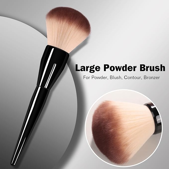 Large Makeup Foundation Brush Powder Brush Banidy Powder Foundation Brush Flawless Makeup Brushes Bronzer Blush Brush Perfect for Blending Buffing with Loose Powder Liquid Foundation(Black)