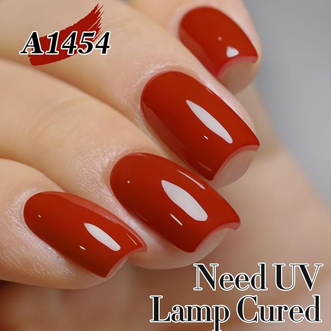 Double Rhythm 15ML Gel Polish Pure Sheer Same Color Same Bottle Soak Off Gel Polish Manicure Salon DIY Art at Home for Women (Iron Red-A1454)