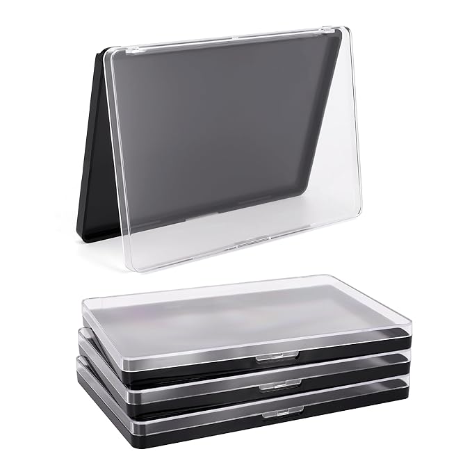 Magnetic Makeup Palette with Clear Top, 3Pack Empty Eyeshadow Pan Dispensing Storage Box with 60Pcs Adhesive Metal Stickers for DIY Cosmetics Lipstick Blush Powder-7.87”X5.51”Palette