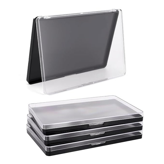 Magnetic Makeup Palette with Clear Top, 3Pack Empty Eyeshadow Pan Dispensing Storage Box with 60Pcs Adhesive Metal Stickers for DIY Cosmetics Lipstick Blush Powder-7.87”X5.51”Palette