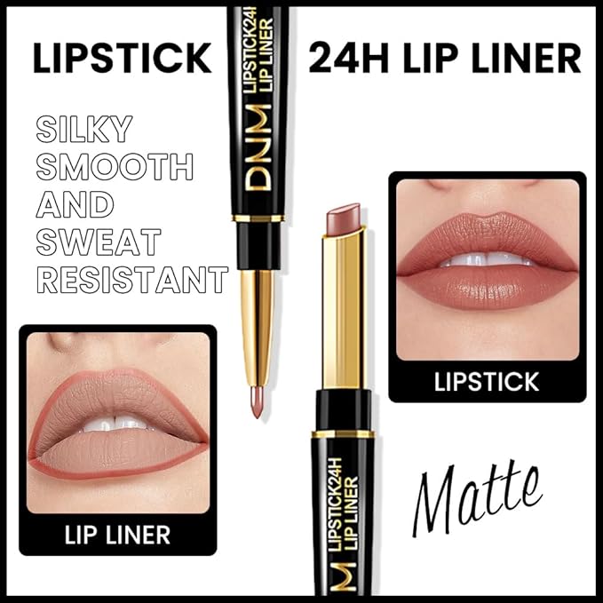 Kaely 2-in-1 Fairest Nude Velvet Matte Lip Liner & Lipstick Combo Set Kit for Women, Magic 24 Hours Lipstick and Lip Liner Makeup Set Stain Long Lasting Waterproof labial 47
