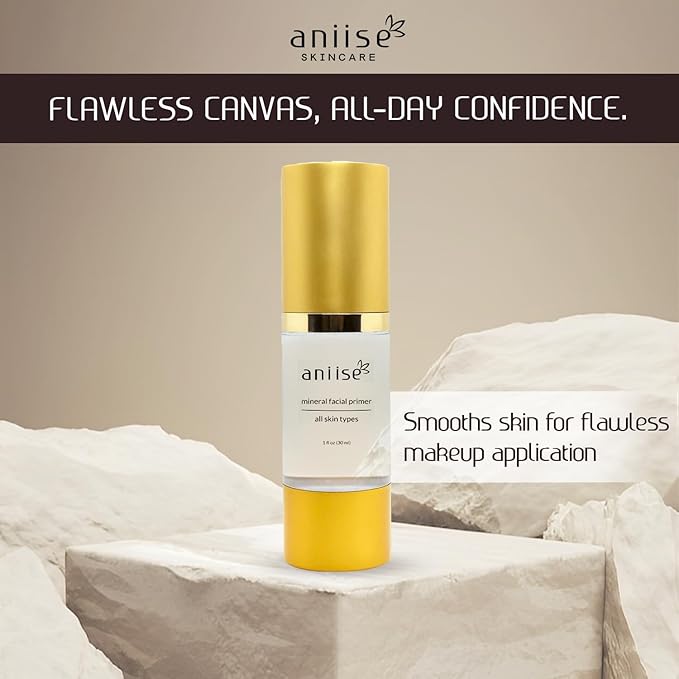 Mineral Makeup Facial Foundation Primer – Smooths Skin, Extends Makeup Wear, Controls Shine, Minimizes Pores & Fine Lines – For All Skin Types – Vegan, Paraben Free, Cruelty-Free – 1 fl oz (30 mL)