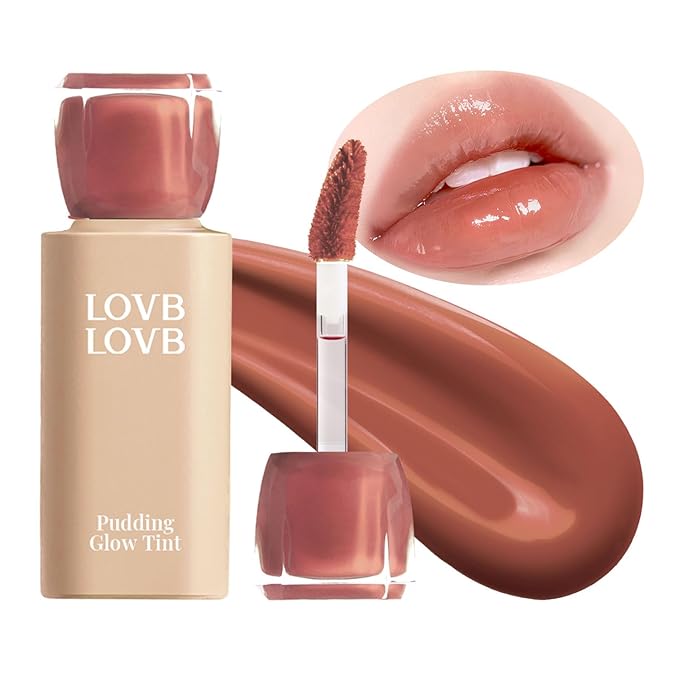 Pudding Glow Korean Lip Tint | Natural Lip Stain | Gloss to Stain | Long-Lasting & Non-Sticky | Lightweight Lip Tint 0.14 oz. (06 COCO HAZEL)