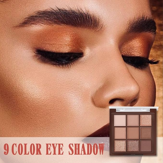 Neutral Nude Brown Smokey Eye Eyeshadow Palette Makeup, Matte & Shimmer Rose Gold Bronze Cream Eyeshadow Palette,Highly Pigmented Natural Eyeshadow for Eyes Long Lasting Naturing-Looking A-04