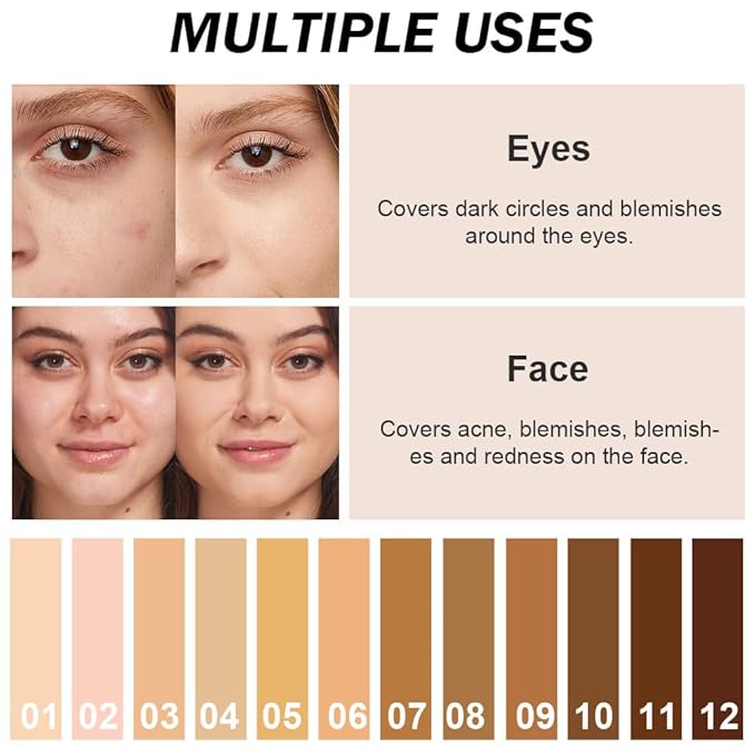 Kaely Cream Pot Concealer Full Coverage Makeup Set, Under Eye Brightener Color Correcting Concealer for Dark Circles, Waterproof Foundation Palette with Brush, Eye Ring Corrector de ojeras, 04