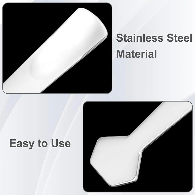 3pcs Mini Metal Makeup Spatula, Reusable Cosmetic Cream Spatulas Spoon, Skincare Scoop Applicator Facial Massage Beauty Tools for Mixing and Sampling Face Eye Cream- Silver