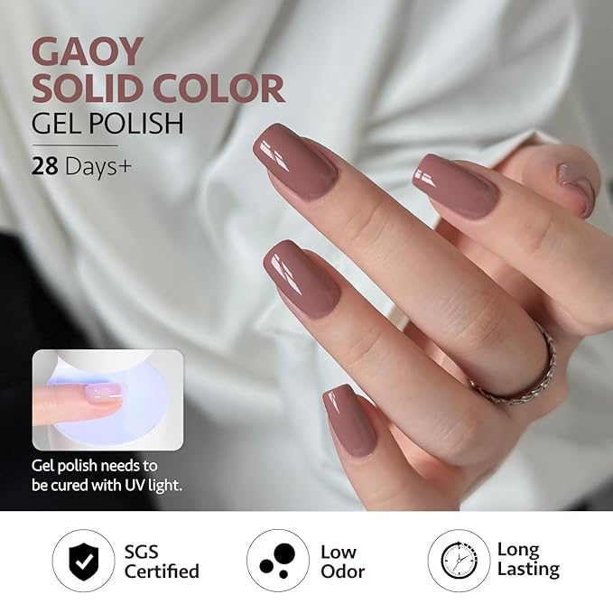 GAOY Mauve Gel Nail Polish Set, Brown Red Neutral Pink, Nude Shades, Need Lamp Cure, Nail Art Manicure
