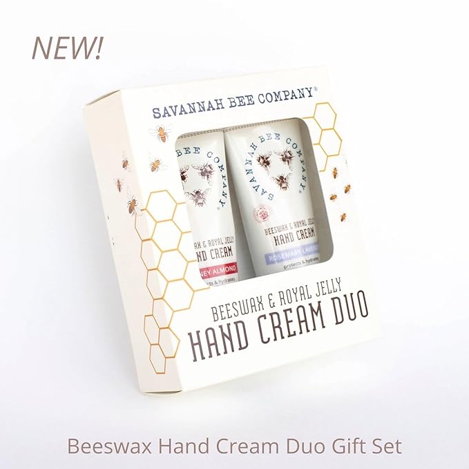 Savannah Bee Company Luxe Hand Cream Set - Rich Natural Honey Almond - Soothing Rosemary Lavender - Vitamin-Rich Dual Scent