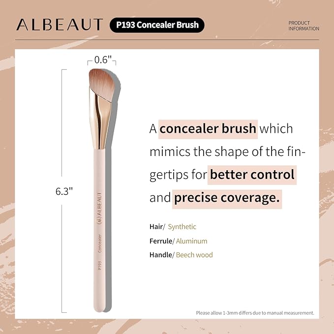 Small Angled Concealer Brush For Under Eye Brightening, Precision Face Makeup Brush (193 concealer brush-Pink)