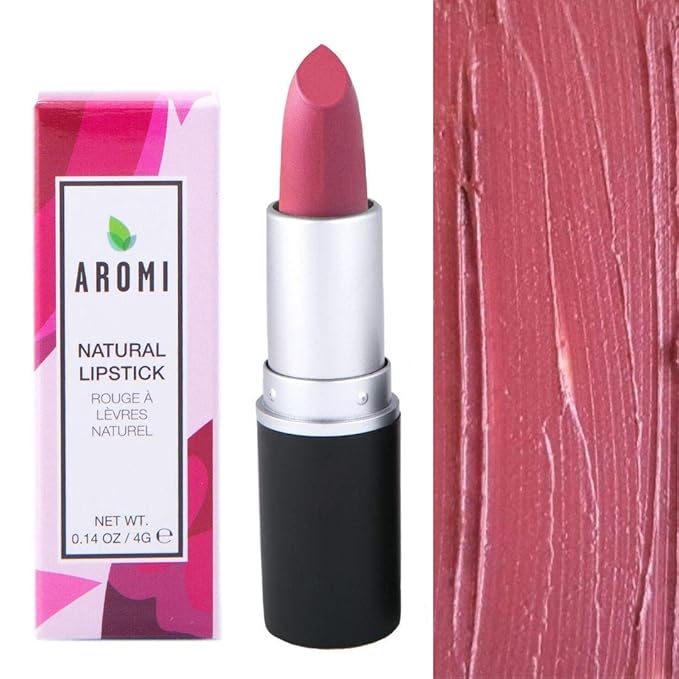 Aromi Natural Lipstick | Vegan Makeup, Cruelty-free Beauty, Dye-free Lipstick, Rosy Lip, Mother's Day Gift Idea (Rose Burgundy)