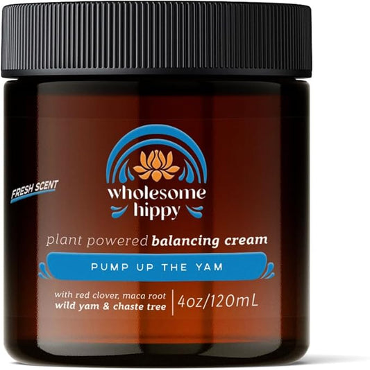 Wholesome Hippy Wild Yam Cream for Hormone Balance Support Body Cream with Maca, Chaste Tree, Milk Thistle & Shea – Moisturizing Botanical Balm for Women & Men – 4oz - Fresh Scent