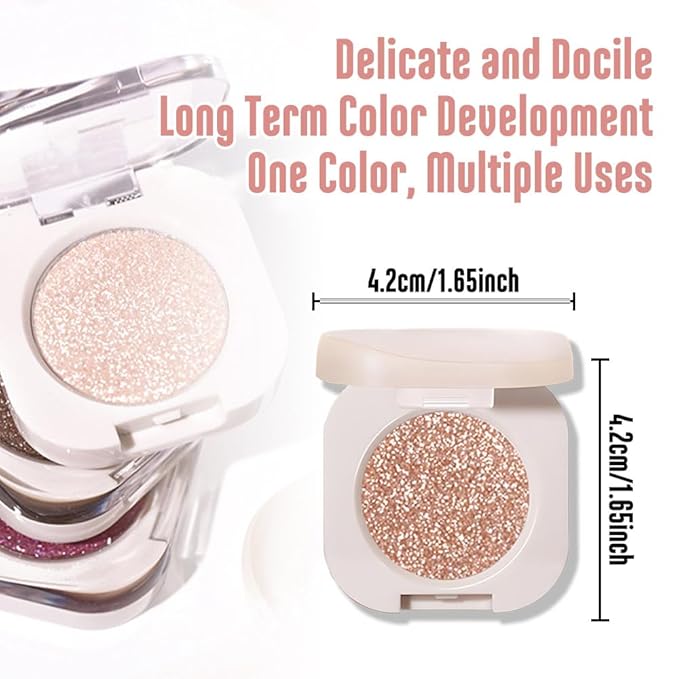 Glitter Shimmer Sparkle Eyeshadow Palette Makeup for Women, Light Brown Glitter Shimmer Metallic Holographic Iridescent Cream Iridescent Single Monochrome Eye Shadow Makeup, 09