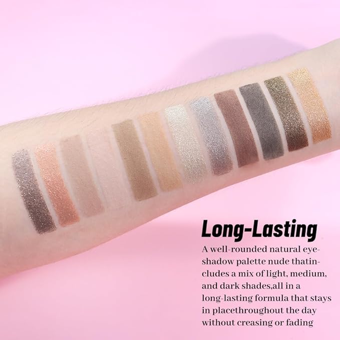 Neutral Smokey Eye Shadow Palette,Nude Silver Gray Black Cream Eyeshadow Palette,Make Up Pallets for Women Natural Eyeshadow for Eyes Long Lasting Naturing-Looking