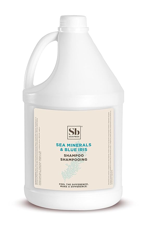 Soapbox Sea Minerals & Blue Iris Shampoo, Vegan, Color Safe, Harsh Harsh Sulfate Free & Silicone Free Hair Shampoo Refill for Home & Professional Use - Gallon Size