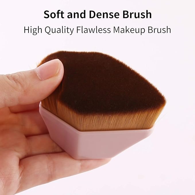 Foundation Brush, Daubigny Iron Type Makeup Brush for Face Blush Liquid Powder Foundation Brush for Blending Liquid, Cream or Flawless Powder Cosmetics with Protective Case (Pink)
