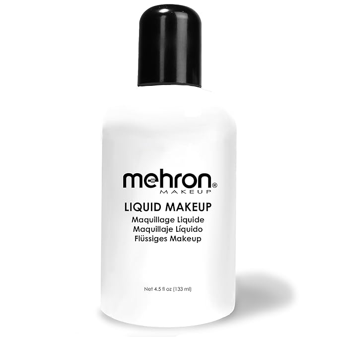 Mehron Makeup Liquid Makeup | Face Paint and Body Paint 4.5 oz (133 ml) (WHITE)