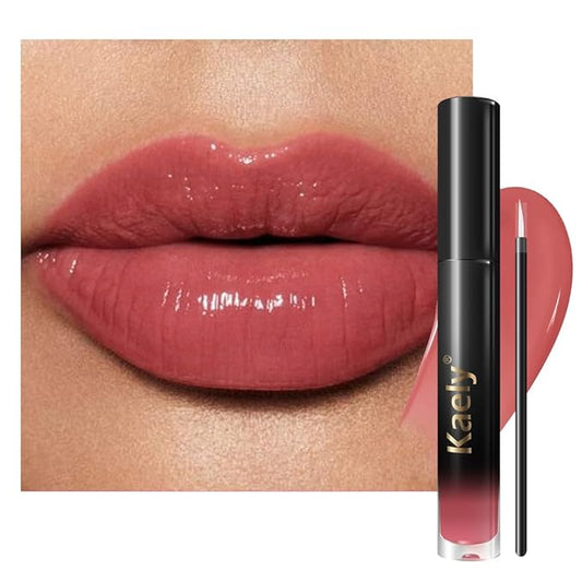 Kaely Longwear No-Budge Lipstick for Women, Highly Pigmented Liquid Lip Color Makeup, Non-Transfer Lip Gloss Stain Waterproof Smudge Proof 24 Hour, Instant Shine, Vegan & Cruelty-Free, 08 PEPPY
