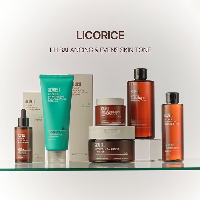 ACWELL Licorice pH Balancing Cleansing Toner 10.1 fl.oz. - PH5.5 Hydrating Makeup Cleansing Astringent - Skin Clearing, Reduce Pigmentation, Acne and Dark Spots