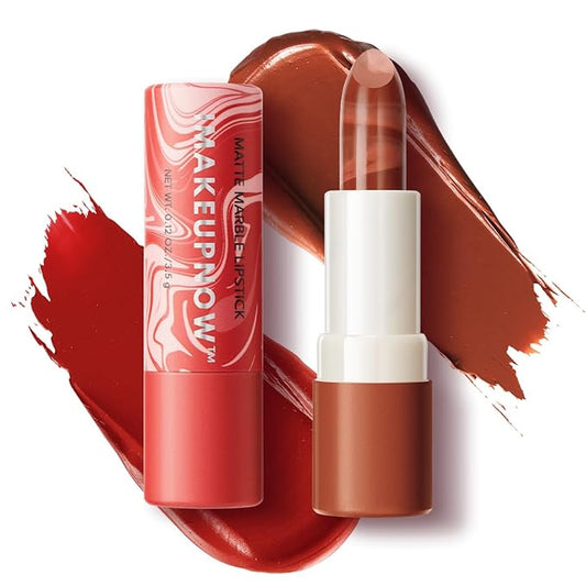 imakeupnow 2PCS Marbled Matte Lip Stick Makeup - Velvety Finish | Naked-lip Feel, Full Coverage, D002+D004